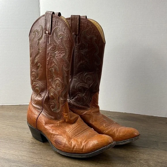 Nocona Men’s Brown Ostrich Western Cowboy Boots, size 9